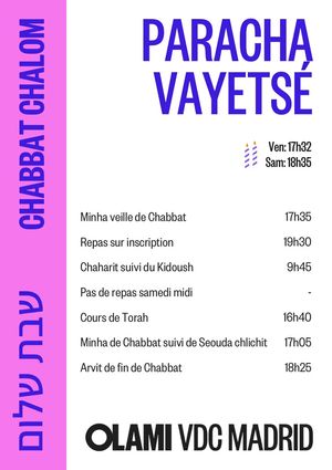 REPAS SHABAT VAYETSÉ