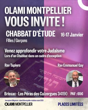 Chabbat d'étude du 16-17 Janvier